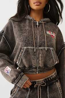 TRUE RELIGION X VON DUTCH WASHED GIRLFRIEND ZIP HOODIE