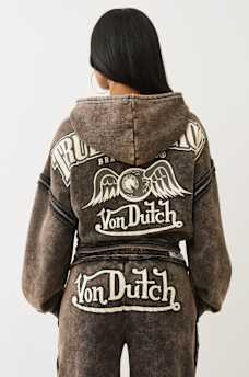 TRUE RELIGION X VON DUTCH WASHED GIRLFRIEND ZIP HOODIE