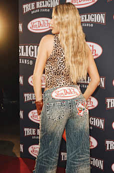 TRUE RELIGION X VON DUTCH BOBBI MID RISE BIG T BAGGY JEAN, image 2