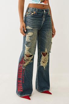 TRUE RELIGION X VON DUTCH BOBBI MID RISE BIG T BAGGY JEAN, image 7