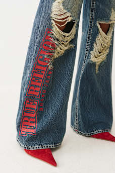 TRUE RELIGION X VON DUTCH BOBBI MID RISE BIG T BAGGY JEAN, image 8