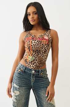 TRUE RELIGION X VON DUTCH LEOPARD V-NOTCH BODYSUIT, image 4