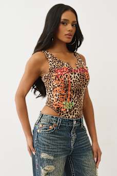 TRUE RELIGION X VON DUTCH LEOPARD V-NOTCH BODYSUIT, image 5
