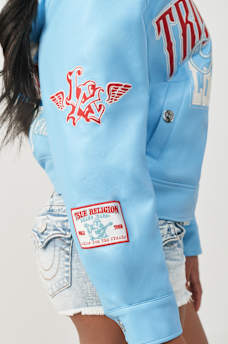 CHAQUETA UNIVERSITARIA DE CUERO SINT&Eacute;TICO CON MARCA, image 6