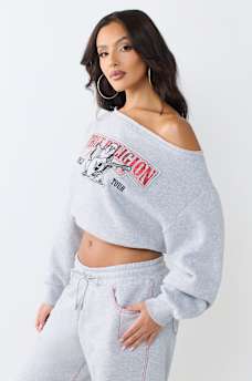 APPLIQU&Eacute; BUDDHA OFF-SHOULDER TOP