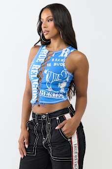 PRINTED BUDDHA SPLIT TOP