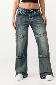 JEAN AMPLE MI-TAILLE PANNEAU CONTRASTE BOBBI, image 2