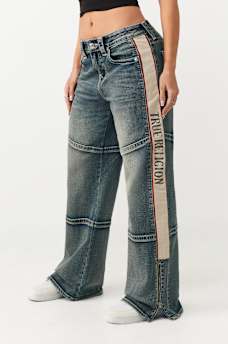 JEAN AMPLE MI-TAILLE PANNEAU CONTRASTE BOBBI, image 1