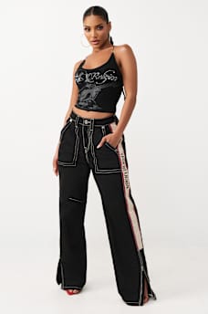 CAMISETA CAMI ACANALADA CON CRISTALES, image 3