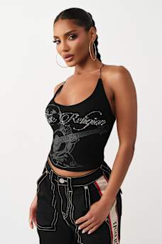 CAMISETA CAMI ACANALADA CON CRISTALES, image 4