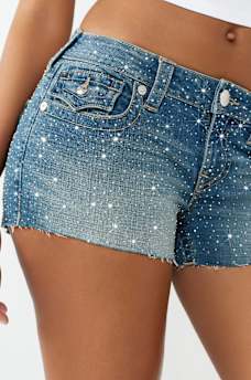 JOEY LOW RISE CRYSTAL FLAP CUT-OFF SHORT, image 1