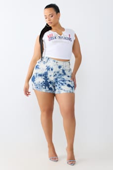 PLUS JENNIE MID RISE FLAP CURVY SHORT