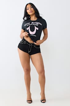CRYSTAL HORSESHOE CREWNECK TEE