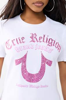 CRYSTAL HORSESHOE CREWNECK TEE