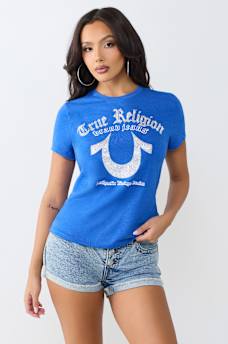 CRYSTAL HORSESHOE CREWNECK TEE