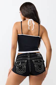 CRYSTAL HORSESHOE DOUBLE STRAP SLEEVELESS TOP