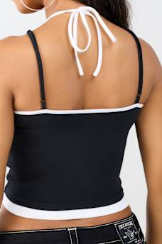CRYSTAL HORSESHOE DOUBLE STRAP SLEEVELESS TOP