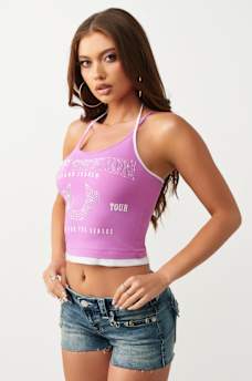 CRYSTAL HORSESHOE DOUBLE STRAP SLEEVELESS TOP, image 4
