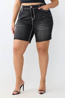 PLUS MIYA MID RISE BIG T FLAP BERMUDA SHORT 