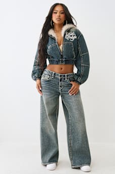 CHAQUETA DE MEZCLILLA Y PIEL SINT&Eacute;TICA CON AJUSTE RELAJADO BIG T, image 3