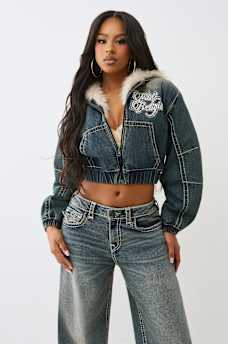 CHAQUETA DE MEZCLILLA Y PIEL SINT&Eacute;TICA CON AJUSTE RELAJADO BIG T, image 1