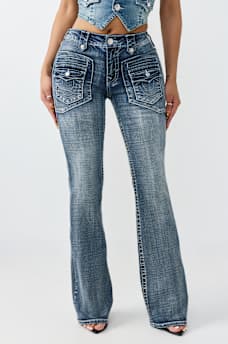 BECCA MID RISE RETRO POCKET FLAP BOOTCUT JEAN, image 1