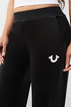 CRYSTAL MID RISE VELOUR STRAIGHT LEG SWEATPANT, image 5