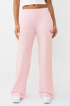 CRYSTAL MID RISE VELOUR STRAIGHT LEG SWEATPANT, image 2