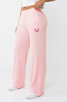CRYSTAL MID RISE VELOUR STRAIGHT LEG SWEATPANT, image 1