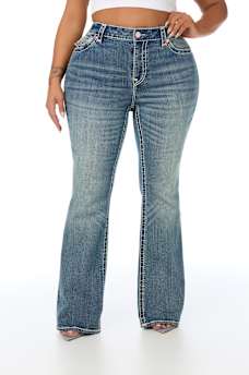 PLUS BECCA MID RISE SUPER T FLAP BOOTCUT JEAN