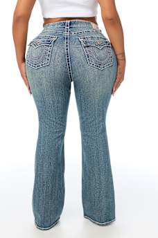 PLUS BECCA MID RISE SUPER T FLAP BOOTCUT JEAN