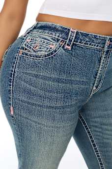 PLUS BECCA MID RISE SUPER T FLAP BOOTCUT JEAN