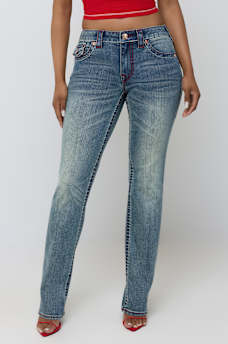 BILLIE MID RISE DOUBLE HORSESHOE BIG T FLAP STRAIGHT JEAN
