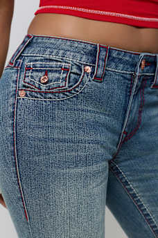 BILLIE MID RISE DOUBLE HORSESHOE BIG T FLAP STRAIGHT JEAN