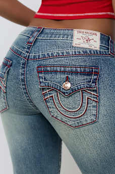 BILLIE MID RISE DOUBLE HORSESHOE BIG T FLAP STRAIGHT JEAN