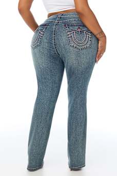 PLUS BILLIE MID RISE DOUBLE HORSESHOE BIG T FLAP STRAIGHT JEAN