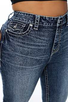 PLUS BECCA MID RISE CRYSTAL BIG T FLAP BOOTCUT JEAN