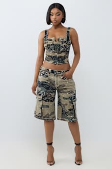 CAMO CARGO BIG T FLAP JORT