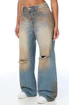 BOBBI MID RISE DESTROYED BIG T FLAP BAGGY JEAN