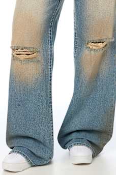 BOBBI MID RISE DESTROYED BIG T FLAP BAGGY JEAN