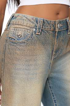 JEANS BAGGY BOBBI DESGASTADOS DE TIRO MEDIO BIG T CON SOLAPA