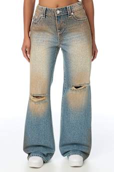 BOBBI MID RISE DESTROYED BIG T FLAP BAGGY JEAN