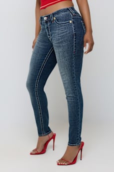 JENNIE MID RISE EMBROIDERED CURVY SKINNY JEAN
