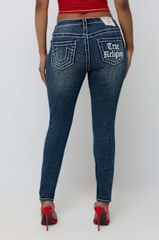 JENNIE MID RISE EMBROIDERED CURVY SKINNY JEAN