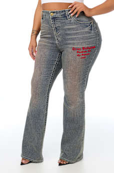 PLUS BECCA MID RISE PATCH BOOTCUT JEAN