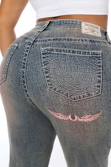 PLUS BECCA MID RISE PATCH BOOTCUT JEAN