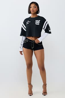 CRYSTAL JERSEY SPORTY TOP