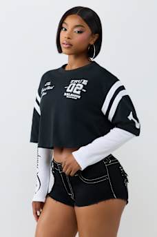 CRYSTAL JERSEY SPORTY TOP