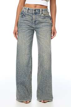 BOBBI MID RISE LOGO SCRIPT FLAP BAGGY JEAN