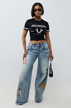 JESSIE MID RISE PATCH FLAP SUPER BAGGY JEAN